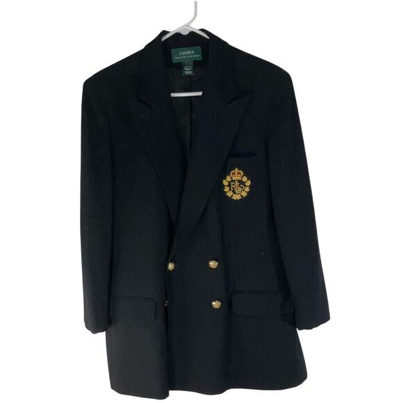 Ralph Lauren Navy Wool Blazer M – Gold Crest USA Made Preppy Core